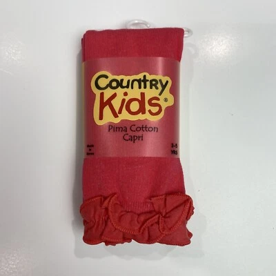 COUNTRY KIDS Ruffle Cotton Blend Capri Tight Size 3-5 yrs Coral New - Image 1 of 4