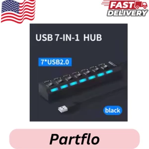 7 Port USB 2.0 / 3.0 Hub Splitter Adapter High Speed For PC Laptop Mac Desktop - Picture 1 of 1