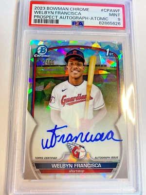 2023 Bowman 1st Chrome ATOMIC REFRACTOR AUTO/100  Welbyn Francisca  PSA 9 - Image 1 of 2