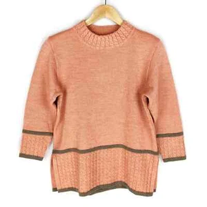 Cellielan Womens Sweater Vintage 80s Japanese Salmon Pink Knit Pullover S/M - Picture 1 of 11