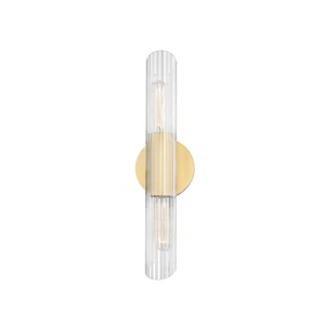 Hudson Valley Lighting Cecily Steel 2 Light Small Wall Sconce, Aged Brass - Picture 1 of 7