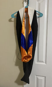 Graduation Master of Arts & Letters Master Hood M.A.White-Orange/blue, pre-owned