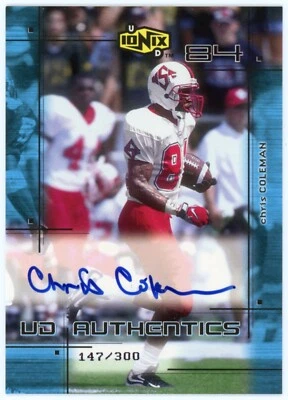 2000 UD Ionix UD Authentics Chris Coleman Auto RC #147/300 * NC State * Titans - Image 1 of 2