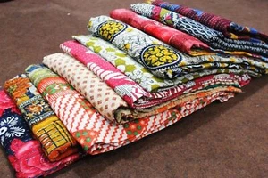 Whole sale Lot 10 PC Indian Vintage Kantha Quilts Handmade Patchwork Quilt Throw - Picture 1 of 5