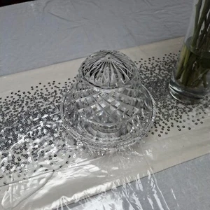 Vintage Glass Lamp Shade Crystal Cut Appearance Heavy In Good Condition - Picture 1 of 9