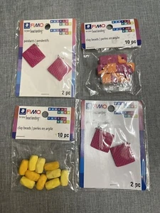 Lotto di 4 Pkg - FIMO per atterraggio perline 2x2pz Ciondolo & 2 Set di Perline di Argilla - Foto 1 di 21