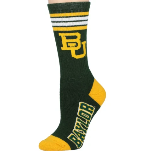 Baylor Bears Green & Gold 4 Stripe Deuce Crew Socks Cover