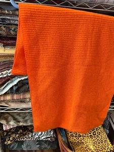 Pure Cashmere Orange Ribbed Scarf NWT, MSRP $298 - Picture 1 of 2
