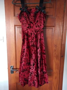 HELL BUNNY VINTAGE VIXEN BALL GOWN DRESS S RED & BLACK GOTHIC / STEAM PUNK BNWT - Picture 1 of 10