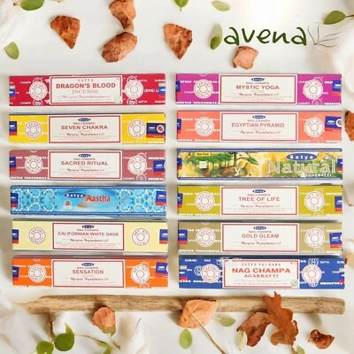 12 Pack Mixed Original Satya Genuine Incense Sticks 12 x 15g Great Value! PACK 1 - Image 1 of 3