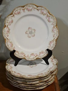 Haviland Double Gold #271A Rose Swags Dinner Plates (7) - Picture 1 of 8