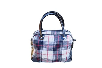 Gray Tartan Plaid Purse Wool Patent Leather 90s Y2K Clueless Preppy Academia  - Image 1 of 4