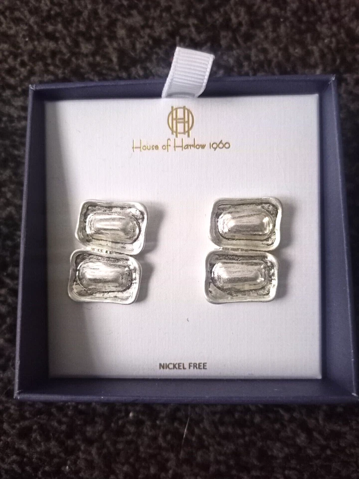 Aretes gruesos enchapados en plata House of Harlow 1960 diseñador sin níquel Foto 1 de 1