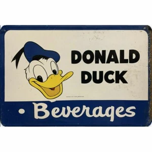 Replik seltenes Vintage Donald Duck Cola Getränk Schild Metall Disney 2 Größen - Bild 1 von 7