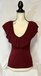 H&M rote Rüschenbluse Größe Small Business Causal zeitlos schick Kapselgarderobe - Bild 1 von 5