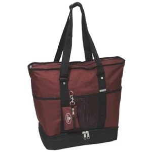 EVEREST Deluxe Shopping Tote Beach Travel Bag 1002DLX Burgundy/Black - Picture 1 of 2