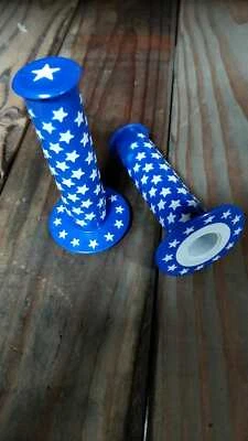 Empuñaduras de manillar de goma estrella azul y blanco PRO+ pista de montaña bicicleta BMX Foto 1 de 4