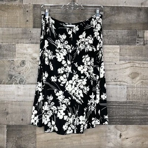 Jaclyn Smith Womens Skirt Size L Black & White Floral A-Line Super Stretchy - Picture 1 of 6