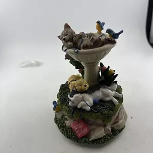 San Francisco Music Box Collection Cat In Bird Bath Figurine 5”x 4” Inches - Picture 1 of 10