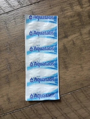 Lot of 2 Strips of 10. AQUATABS WATER PURIFICATION TABLETS-Survival Bag Must - Image 1 of 2