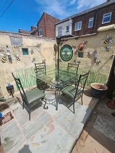 Glass Top Table Good Condition. Elegant Outside Dinning Set. - Picture 1 of 5