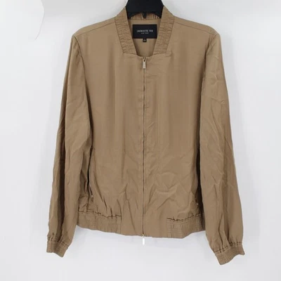 Jaqueta feminina Lafayette 148 grande dourada cetim bombardeiro zíper completo leve rayon - Imagem 1 de 4