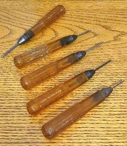 Vintage ALLEN Hex Key Set w/Handles ~ 5 Wrenches 1/16", (2) 5/64", 3/32" & 1/8" - Picture 1 of 9