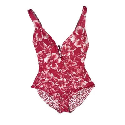 Tommy Bahama Medium Reversible Floral Hawaiian Lace Up One Piece Swimsuit N1 - Image 1 of 4