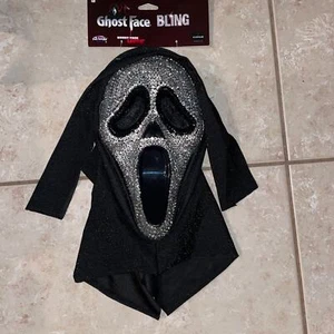 FUN WORLD SCREAM BLING CRYSTAL STONES GHOST FACE MASK HALLOWEEN COSTUME NEW - Picture 1 of 2