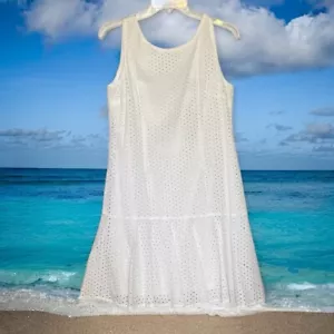 Spense Petites White Eyelet Drop Waist Shift Dress Women's Size 12P NWT - Picture 1 of 12