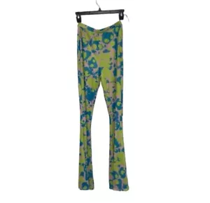 Another Girl Eco Lava Lamp Mushrooms Print Green Purple Mesh Flare Trousers XS - Picture 1 of 10
