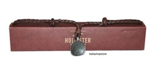 Collana uomo Hollister vintage ciondolo pelle intrecciata nuova con scatola rara - Foto 1 di 5