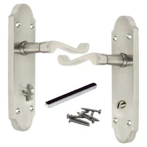 Viktorianische Schriftrolle Bitter Badezimmer Schloss Türgriff Hebel SATIN 170mm x 40mm - Bild 1 von 8