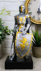 Medieval Swordsman Knight Of Heraldry Figurine 8.75"Tall Suit of Armor Statue - Picture 1 of 7