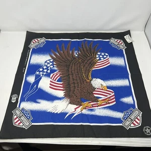Vintage Harley Davidson American Eagle Bandana Biker Made USA 21” Black - Picture 1 of 4