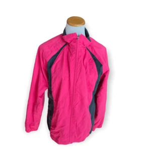 Womens Danskin Vibrant Pink Windbreaker Jacket - Sz L 12/14 - Picture 1 of 1
