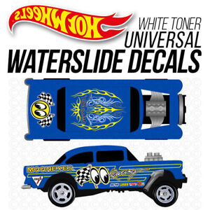 1/64 MOONEYES GASSER LINES Custom White Toner WaterSlide Decal Hot Wheels