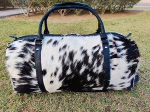 Cowhide Leather Duffel Bag Large Travel Camping Overnight Gym Bag Camping Bag - Picture 1 of 4