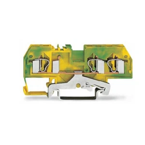 A●10pcs WAGO 281-687 3-Conductor Ground Terminal Block 4mm2 Green-Yellow New - Imagen 1 de 4