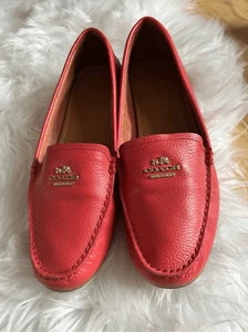 Coach loafers orange/red color size 8.5 - Picture 1 of 7