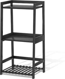 Bathroom Shelf, 3 Tier Ladder Shelf Bamboo Nightstand Open Shelving, Bathroom St - Picture 1 of 5