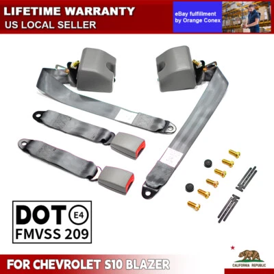 2x Cinturones de seguridad grises de 3 puntos Correa Cinturón de vehículo para Chevrolet S10 Foto 1 de 4