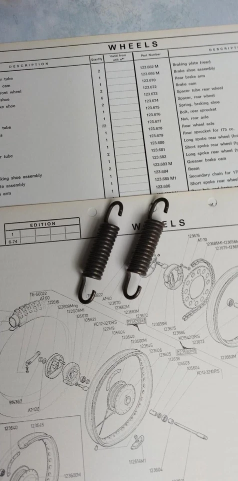 OSSA NEW 123675 Spring Rear Brake Shoe Pair Phantom Super Mountaineer - Image 1 of 1