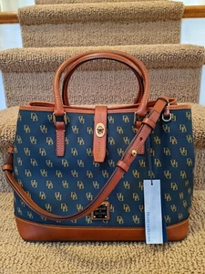 Dooney & Bourke Navy Blue 💙 Gretta Perry Satchel * DB Logo NWT - Picture 1 of 10