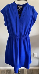 Monteau Damen Kleid klein blau Krepp Mini A-Linie Bindeband Taille Freizeit Sommer Large - Bild 1 von 3