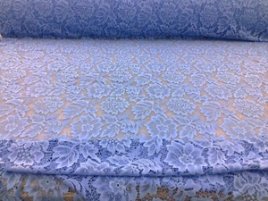 Embroidered Stretch Lace Apparel Fabric Sheer Floral Cornflower Blue ZZ410 - Picture 1 of 1