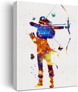 Archer Girl Watercolor 40x50cm Stretched Inspiration Canvas Wall Art Print - Picture 1 of 3