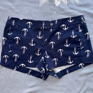 Neu ohne Etikett Damengröße 8 J Rundhalsausschnitt Stretch maritimes Motiv Ankerdruck Baumwollshorts - Bild 1 von 6