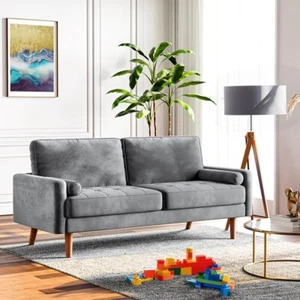 Moderne Sofa 3 Seater Sofa Dreisitzer Loveseat Sofa Grau für Wohnzimmer Büro - Bild 1 von 12