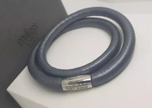 Authentic ENDLESS JEWELRY Metallic Grey Leather Double Wrap Charm Bracelet 38cm  - Picture 1 of 4